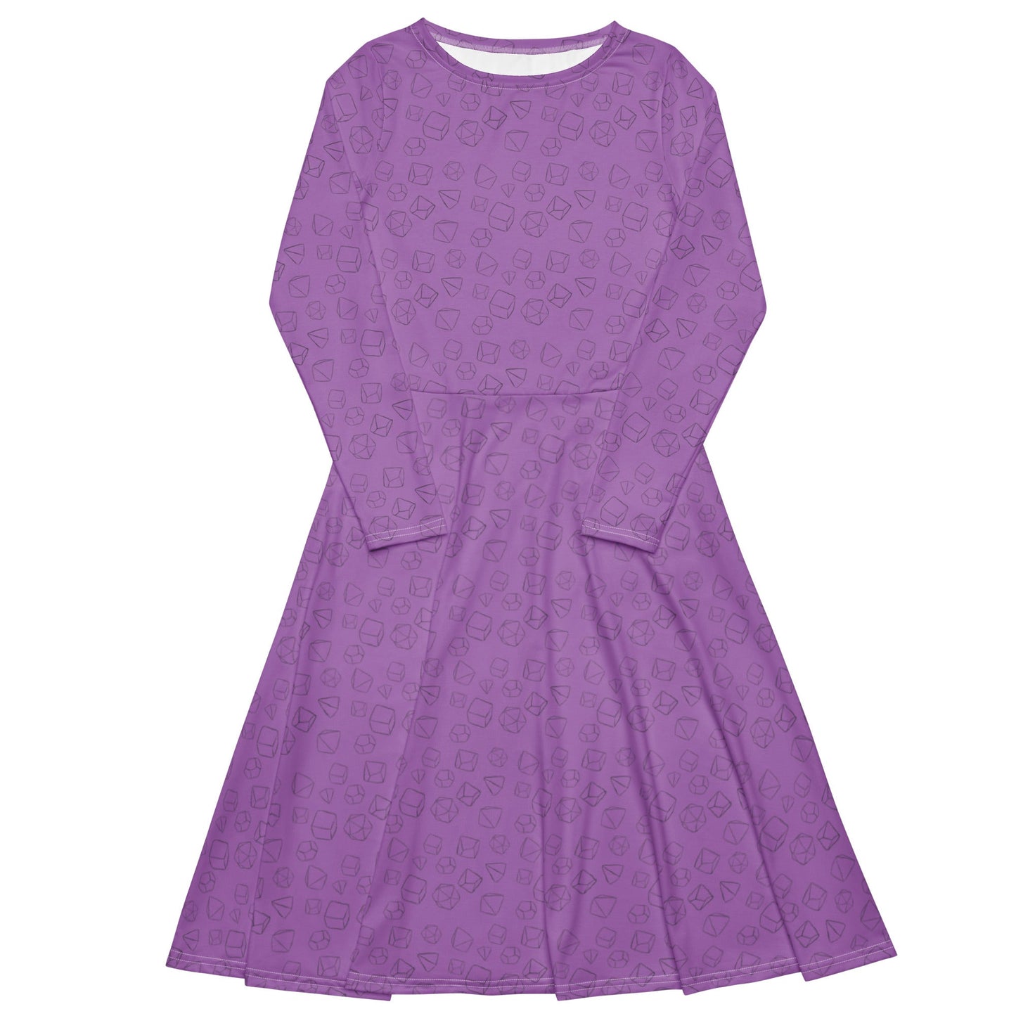 Dice Pattern long sleeve midi dress - Purple - The Nerd Supply Company