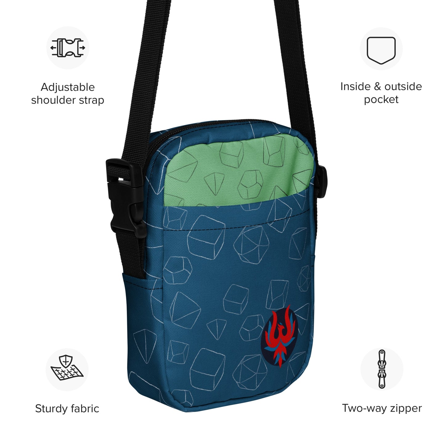 Utility crossbody bag - Blue & Green - The Nerd Supply Company