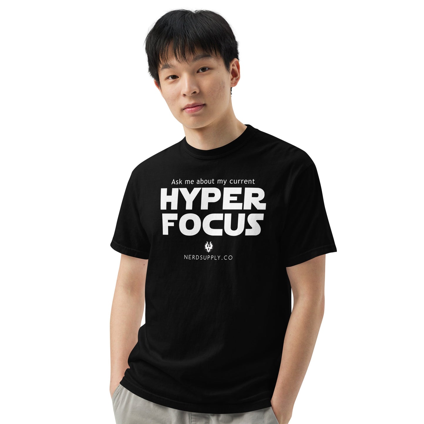 "Ask me about my current Hyper Focus" Star Font Tee - The Nerd Supply Company