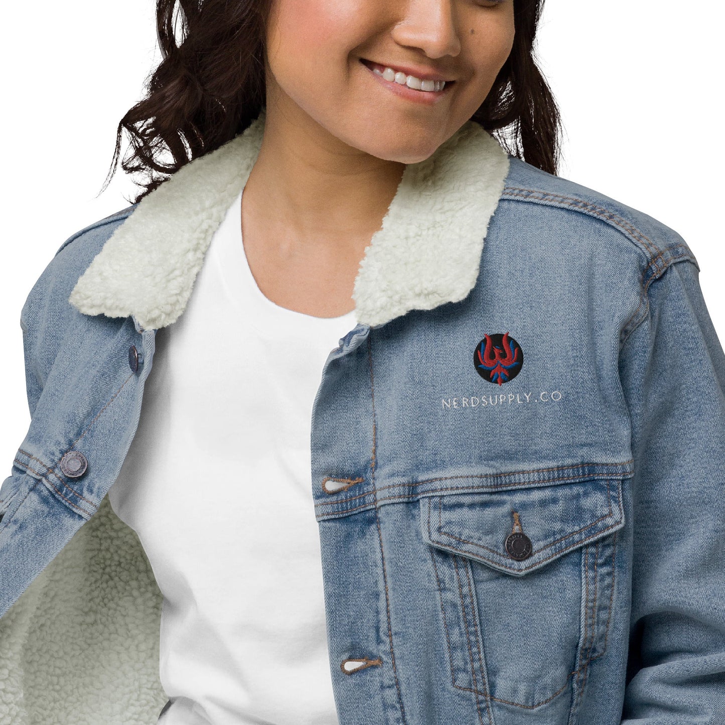 "Thanks it has pockets" denim sherpa jacket - The Nerd Supply Company