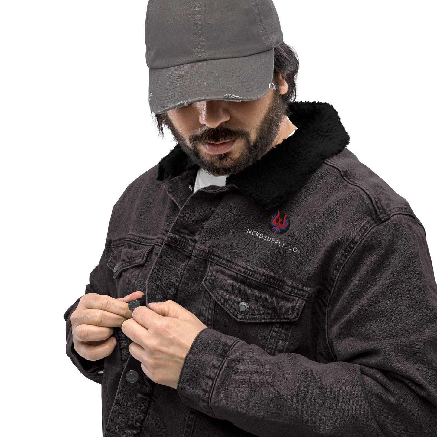 "Thanks it has pockets" denim sherpa jacket - The Nerd Supply Company