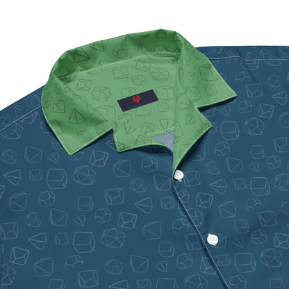 Dice Pattern - Unisex button shirt - Blue & Green - The Nerd Supply Company