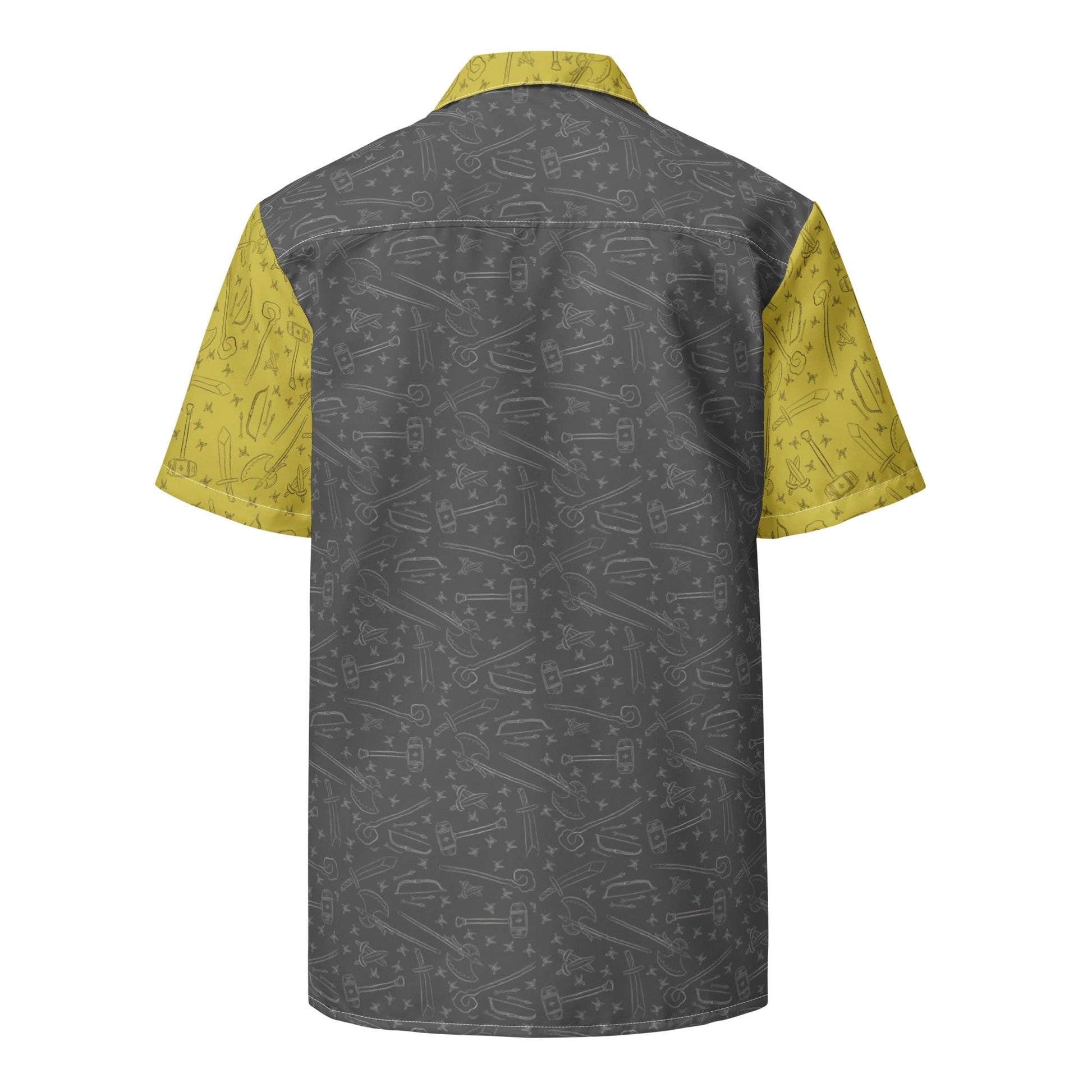 Dice Pattern - Unisex button shirt - Gray & Yellow - The Nerd Supply Company