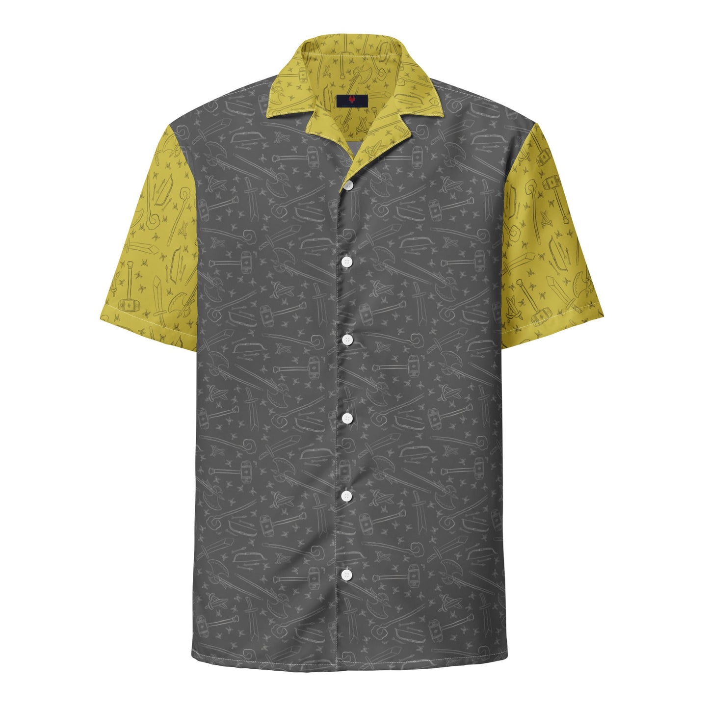 Dice Pattern - Unisex button shirt - Gray & Yellow - The Nerd Supply Company