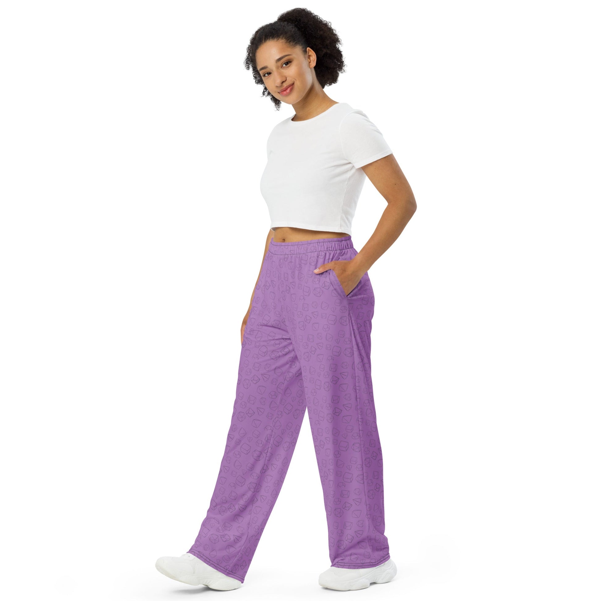 Dice Pattern unisex wide-leg pants - Purple - The Nerd Supply Company